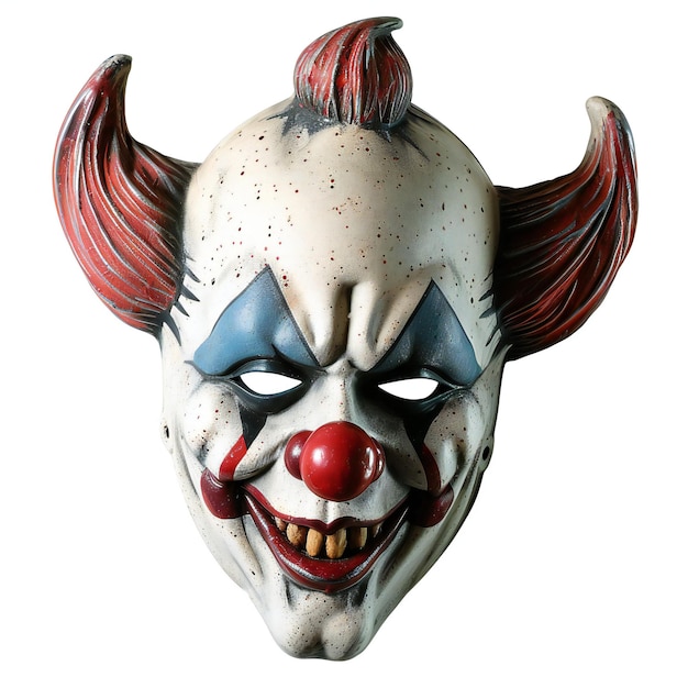 Photo a clown mask with a red tail and a blue stripe on the face