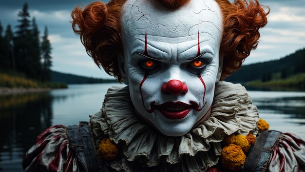 Clown In Natural Setting Portrays Surreal Horror