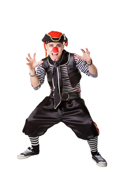 Clown in a suits of the pirates isolated on the white background