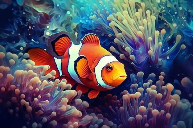 Clownfish underwater nature Generate Ai