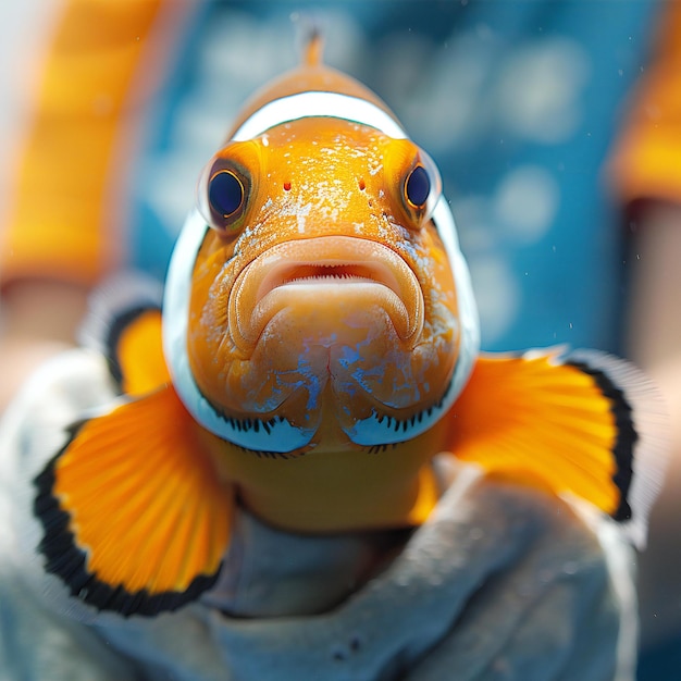 Photo clownfish wearing tshirt isolated on white background