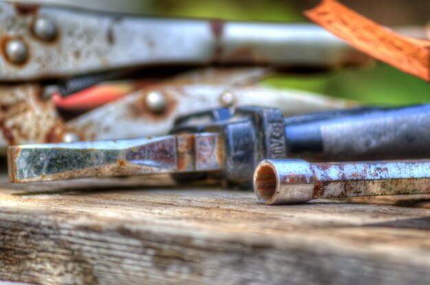 Clsoe up of rusty working tools