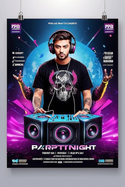 Photo club dj party night flyer and social media post and web banner design template