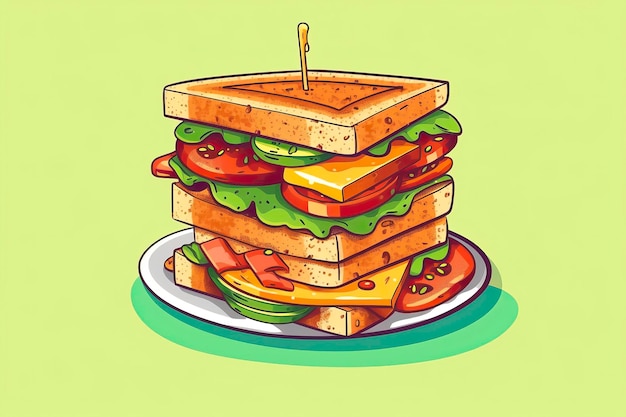 Club sandwich illustration Food illustration Generative AI