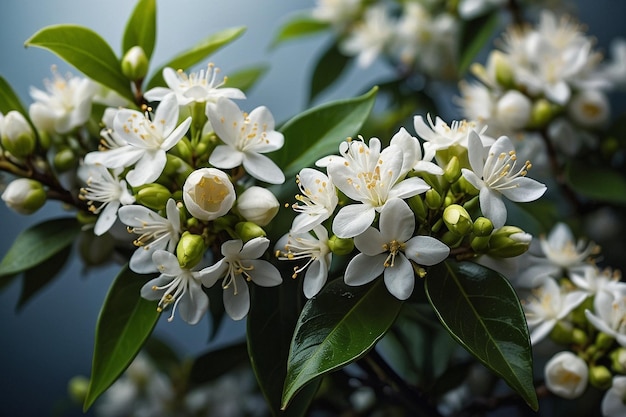 Cluster of blooming winter jasmines