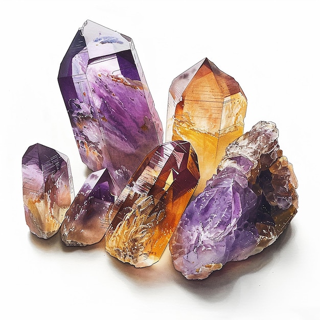 a cluster of crystals with one that has the word quartz on it