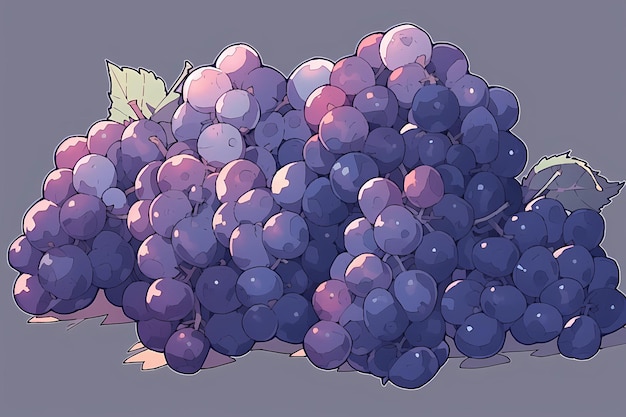 A cluster of grapes close up image anime style