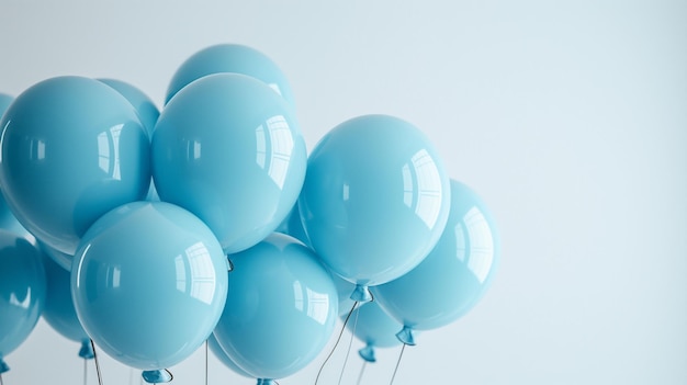 Cluster of light blue balloons floating together creating a calming and festive atmosphere suitable for various celebrations and events balloon decoration concept