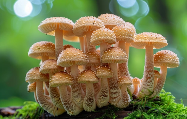 A Cluster of Mushrooms Growing in the Forest