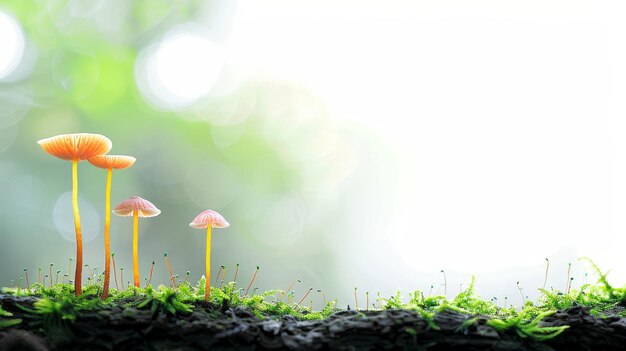 Photo a cluster of mushrooms with moss on a transparent background for creative design use