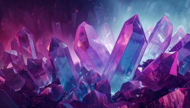 A Cluster of Purple and Blue Crystals in a Dark Setting