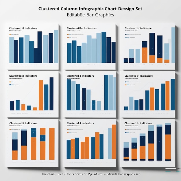 Photo clustered column infographic chart design template set compare effectiveness indicator changes visual data presentation