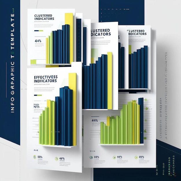 Photo clustered column infographic chart design template set compare effectiveness indicator changes visual data presentation