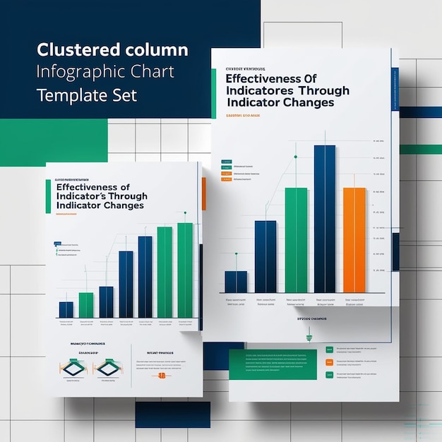 Photo clustered column infographic chart design template set compare effectiveness indicator changes visual data presentation