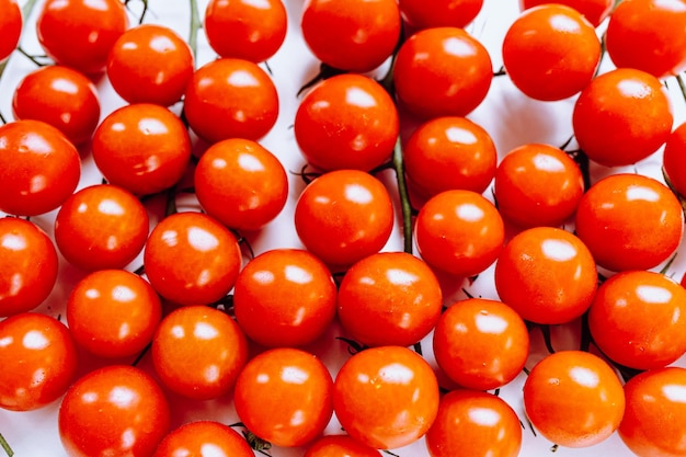 Clusters of cherry tomatoes close up