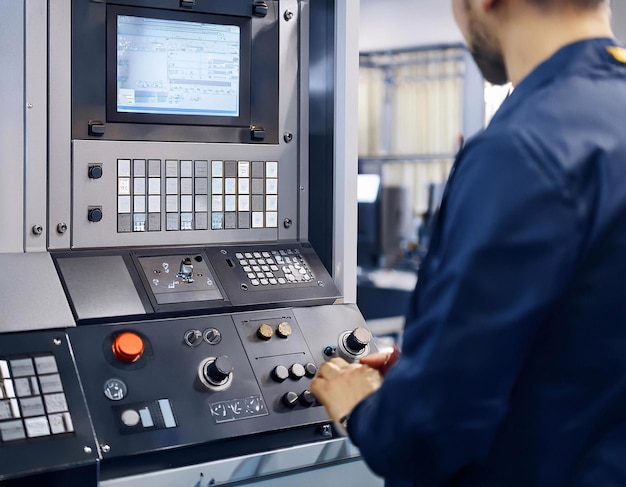 CNC milling machine with controller in the factory