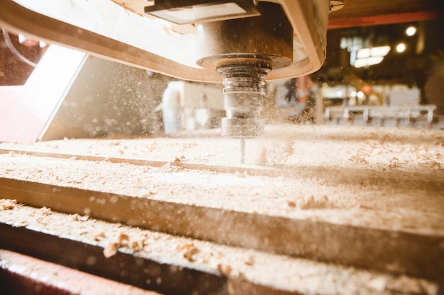 CNC router machine creates a layout of the shelf complex