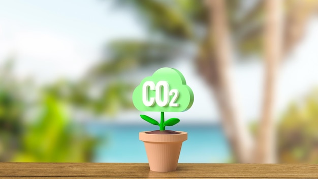 The co2 cloud tree for eco or ecology concept 3d rendering