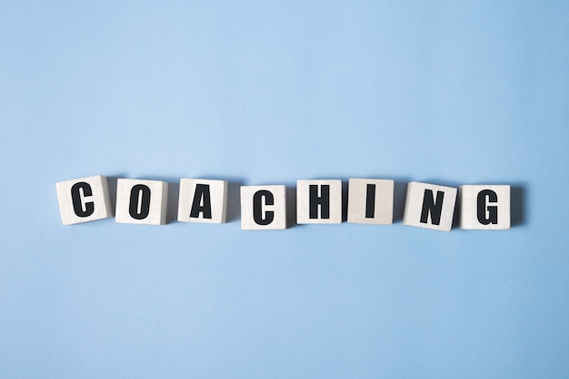 Photo coaching word made with building blocks