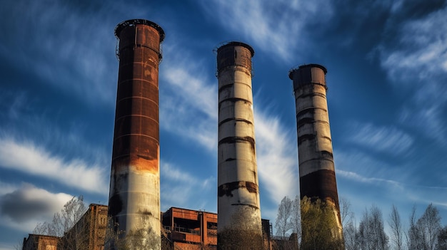 coal burned power plant chimneys