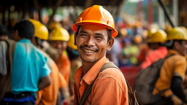 A coal miner grasping a chunk of coal with black dust on their face and work clothes in a dimly li