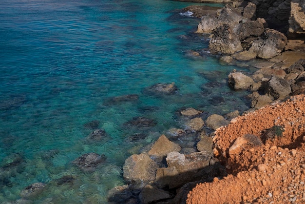 coast in ayia napa in cape greco in cyprus by the sea with rocks