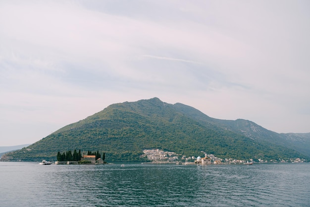 Coast of perast and small islands in the bay of kotor