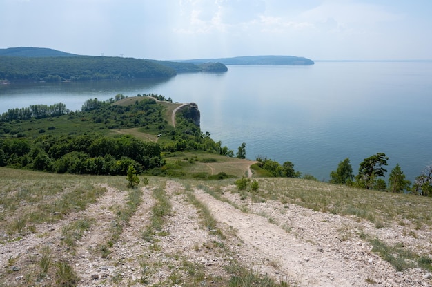 Coast of the Volga River near the town of Zhigulevsk Zhiguli mountains Samarskaya Luka