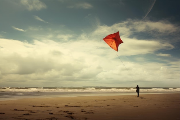 Photo coastal bliss the serene art of kiteflying at sunset