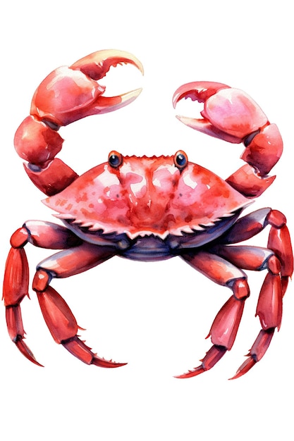 Coastal Crab watercolor clipart cute isolated on white background with Generative AI Technology