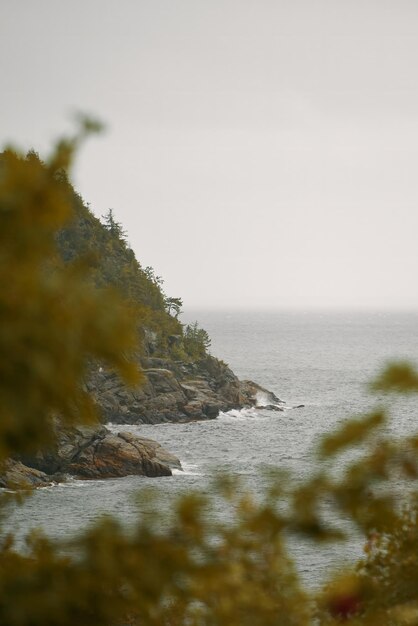 Coastal fjord in Norway during storm