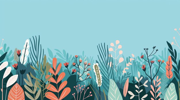 Coastal flora seaside grasses and shrubs flat design illustration