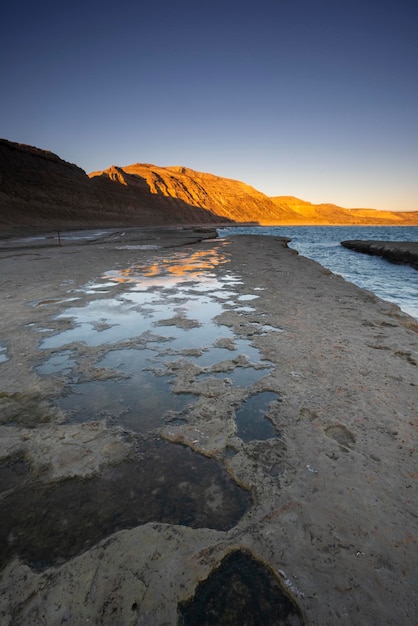 Coastal landscape with cliffs in Peninsula Valdes World Heritage Site Patagonia Argentina