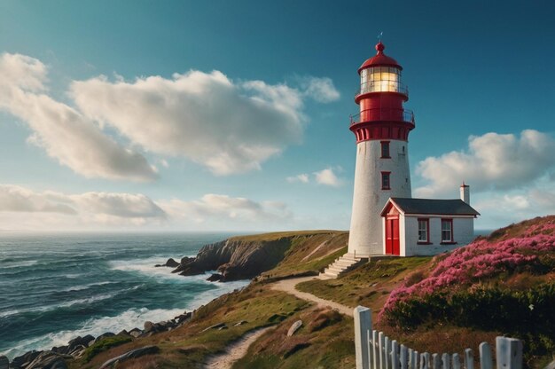 Coastal landscape with a lighthouse