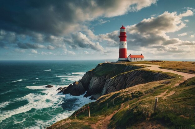 Coastal landscape with a lighthouse