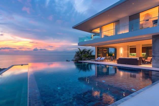 Coastal Opulence Contemporary Mansion with Sea View and Open Living Space