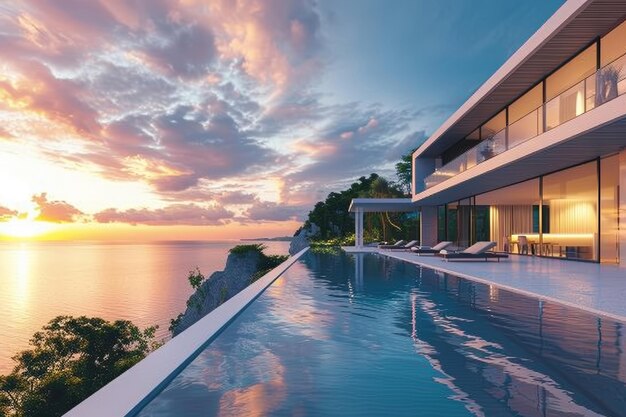 Coastal Opulence Contemporary Mansion with Sea View and Open Living Space