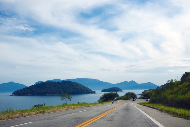 Coastal road with tropical forest at Brazil