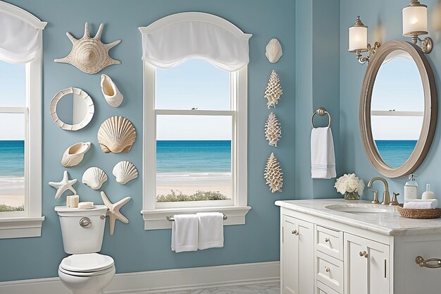 Photo coastal seashell bathroom decor