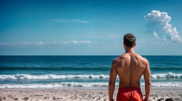 Coastal sentry observing the waters keeping a vigilant the beach Generative AI