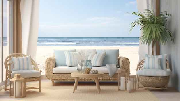 Coastal serenity sandy neutrals ocean blues beachside retreat