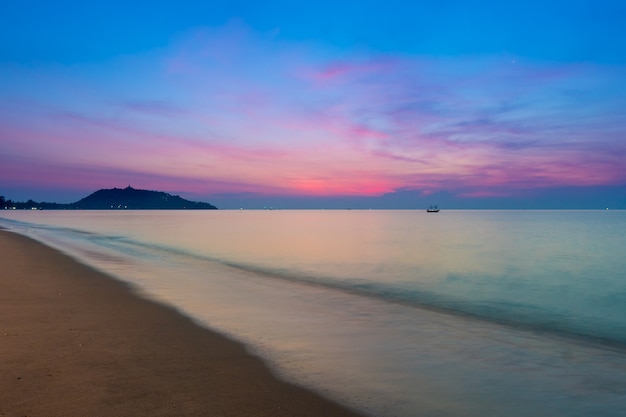 Coastal waves of clear water into sandy beach of Gulf of Thailand at Ban Krut Prachuap Khiri Khan