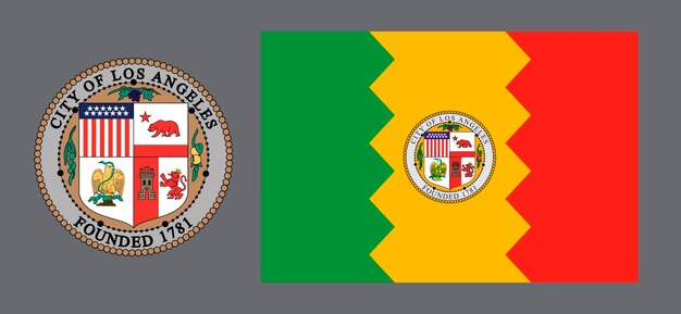 Coat of arms and flag of the city of USA Los Angeles Background for designers