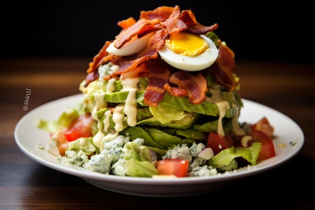 A Cobb salad with crispy bacon avocado and blue cheese