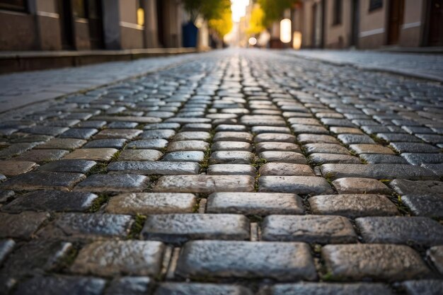 Photo cobblestone street under blue sky