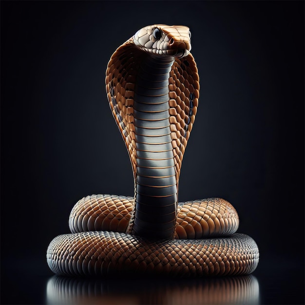 A cobra snake isolated on black background