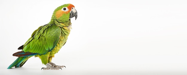 Photo cockatoo portrait studio on white background and copy space generative ai