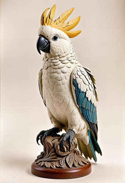 Photo cockatoo statue on white background