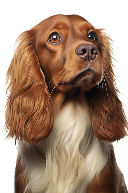 Cocker Spaniel 10 months old in front of white background