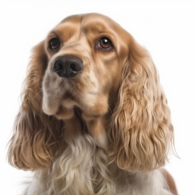 A cocker spaniel dog with a white background